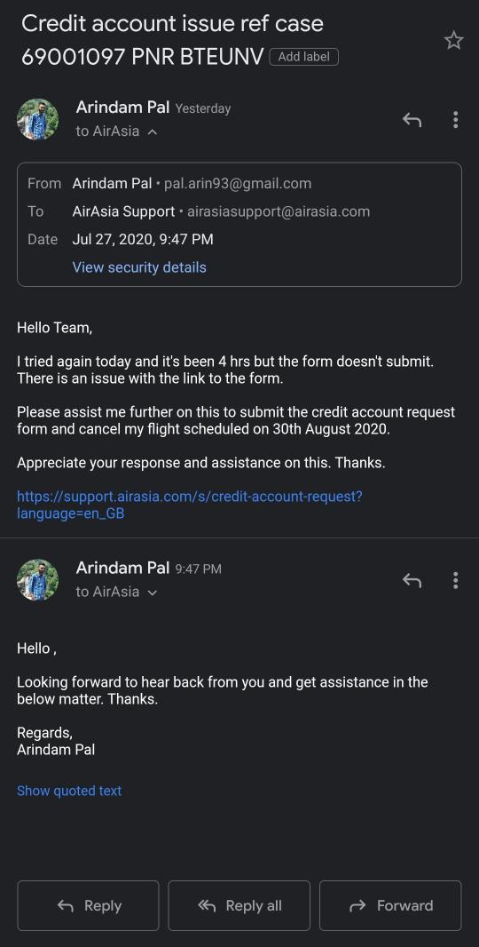 imarindampal's tweet photo. @AirAsia 
@AirAsiaIndian 

I hope I will get the required assistance in this matter. Screenshot of email attached. https://t.co/ZpBhJ72Qon