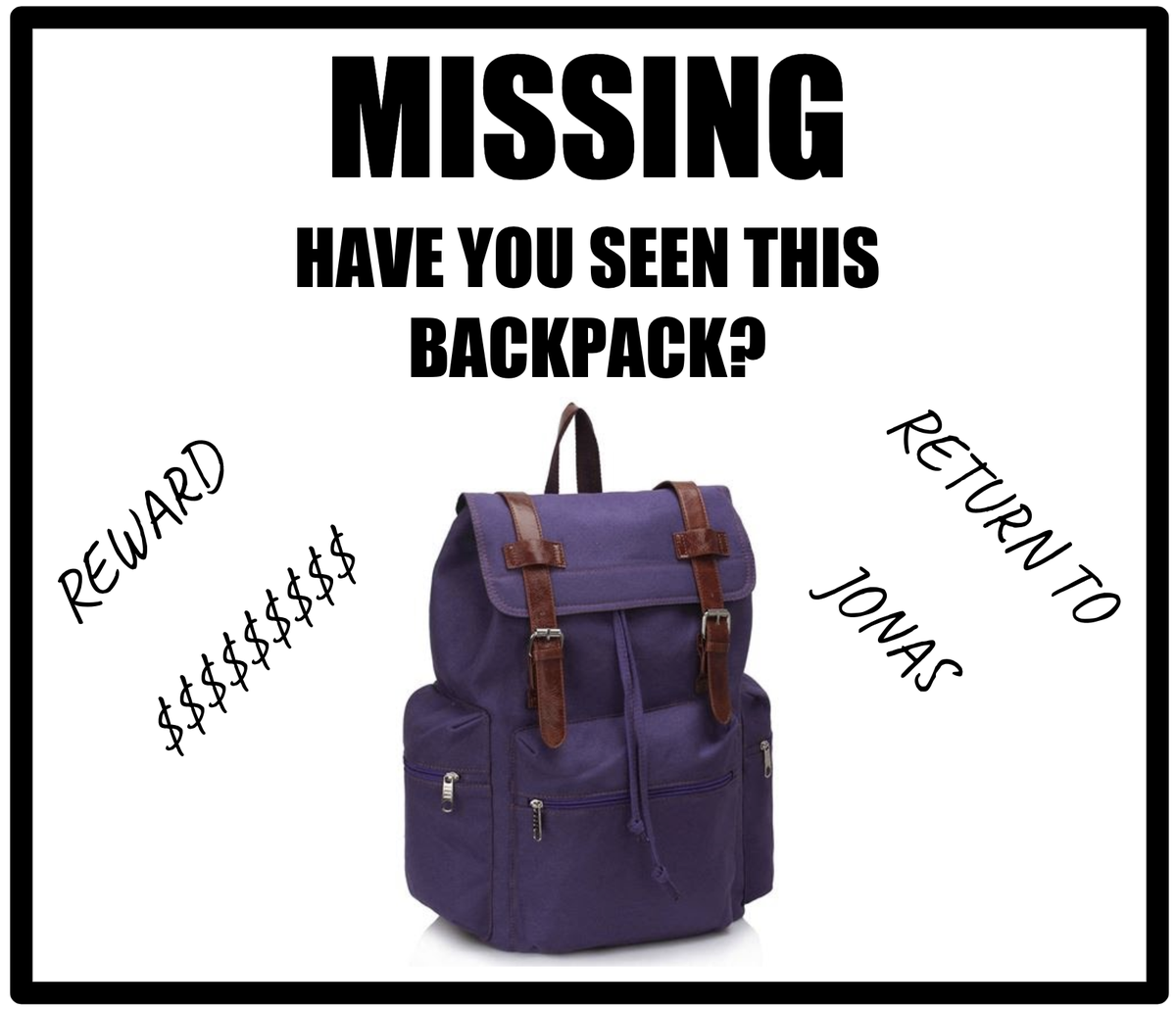 URGENT UPDATE! JONAS IS MISSING HIS BACKPACK! REWARD IF FOUND!
🧐🤑😱
#cavegoblins #willjonasdie