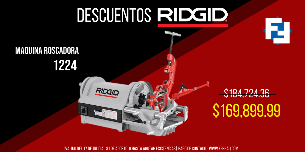 Ferbaq_oficial's tweet photo. ¡Rosca hasta 4"!😮🤩

La 1224 rosca una amplia gama de #tubos que incluye los tipos negros, galvanizados y revestidos de plástico, así como de acero inox., IMC, #conductos de gran espesor y varillas.
¡Ahora a un súper precio!
Corre 👉https://t.co/GL3ZditFKd
#Ferbaq #Ridgid https://t.co/XvF8qqGpqe