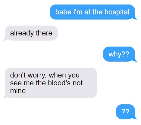 Dragon Age characters as 'I'm at the hospital' texts, a thread: