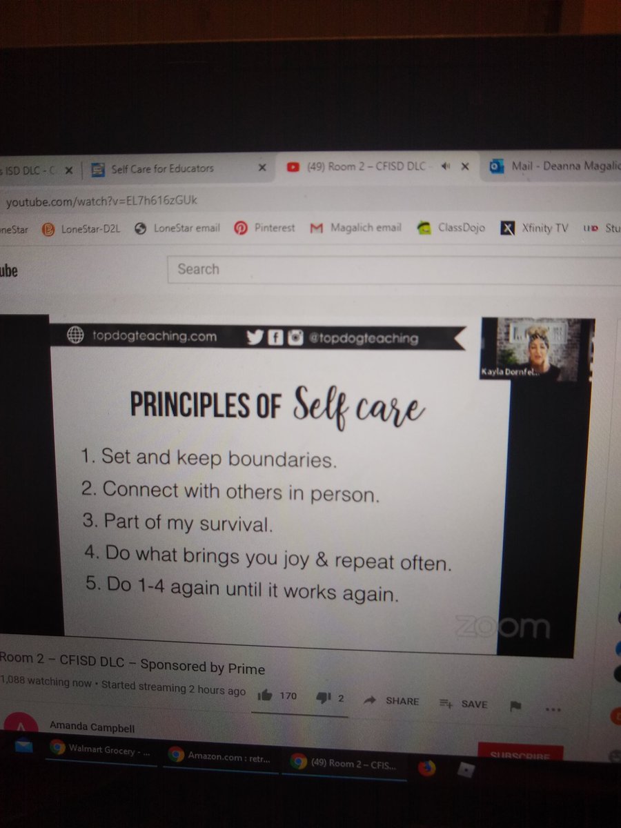 Self Care- something that always needs to be a focus, and something I need to improve on. 
"Do what brings you joy &amp; repeat often!"
Thank You! <a href="/TopDogTeaching/">Kayla Dornfeld</a> <a href="/CyFairEdTech/">CyFair ISD EdTech</a> <a href="/WarnerCFISD/">Warner Elementary</a> 
#parasbecomingteachers