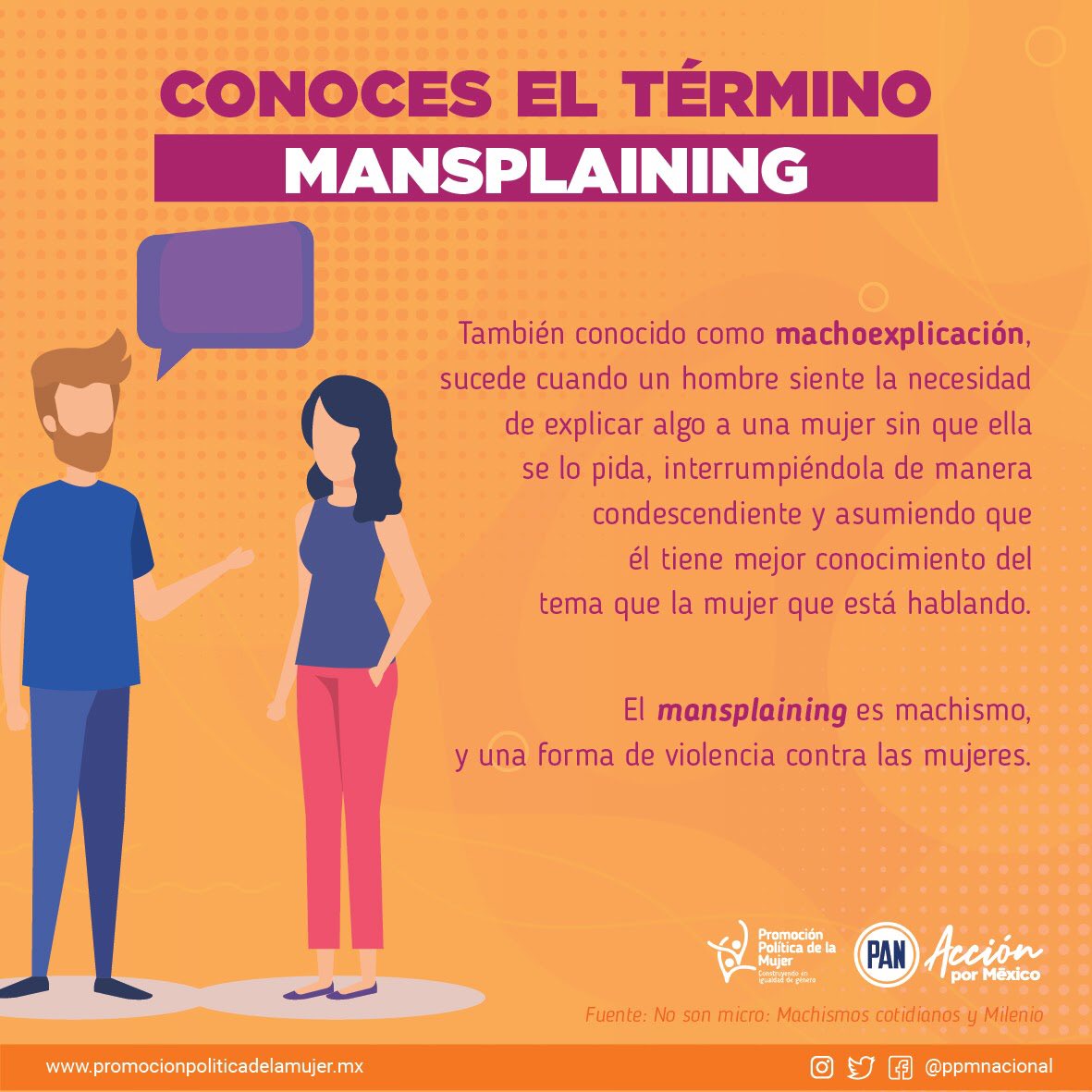 mujerespan_mx's tweet photo. Existen distintas formas de violencia contra las mujeres y el #mansplaining es una de ellas. ¿Sabes a qué nos referimos? https://t.co/8STpjeyuBg