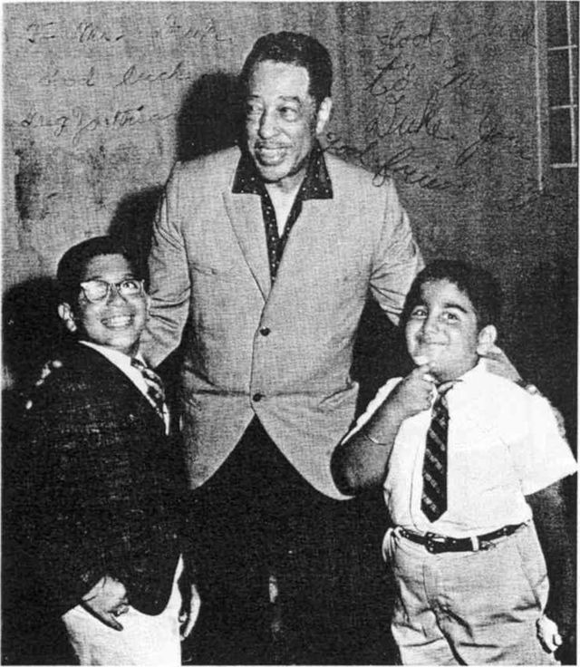 If the projection of US culture bits sound like the CIA's Congress for Cultural Freedom (including the emphasis on touring "cultural artists"), that's no coincidence. Here's Duke Ellington pictured with Zorthian and his kids in India during his '63 State Dept tour.