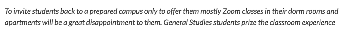 Aw, shucks. Also disappointing to put the lives of faculty, grad students -- and, yeah, us too! -- in danger. I'm with 'em, the pandemic, with over 16M cases worldwide, is a real big disappointment 8/