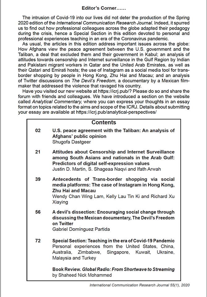 ICRJ_ICD's tweet photo. The Spring 2020 issue of #ICRJ is here! It features four research articles and a special section on teaching in the #COVID19 pandemic. https://t.co/YSf4f6fKTL
