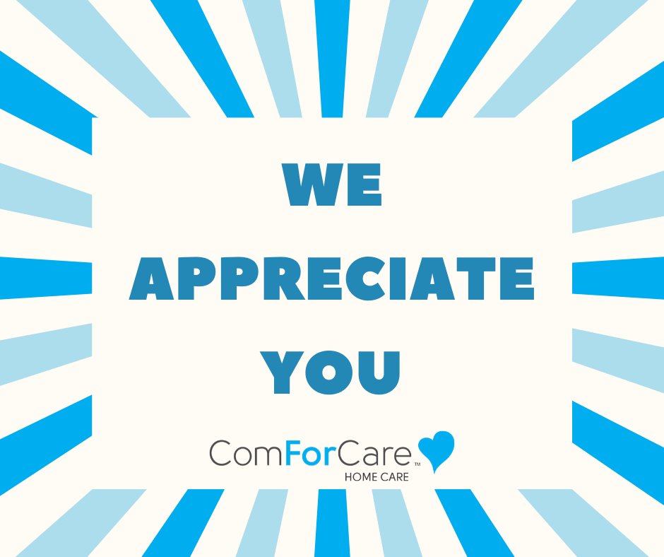 comforcare's tweet photo. We want to thank all of our clients and their families for letting us into their homes and lives to help you in your time of need. We are very honored. #clientappreciation #ComForCare https://t.co/tYqpmTMNe6
