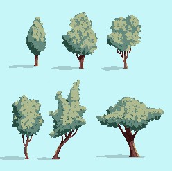 Practicing pixel art trees based on @angry__snail 's tutorial Which do ...