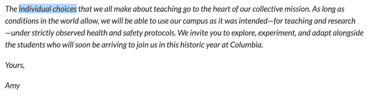 Ultimately, the cruelty lies in diverting the responsibility to the community members as individuals. No, it's not on us. It is the responsibility of the  @Columbia administration to set an example and lead responsibly 10/