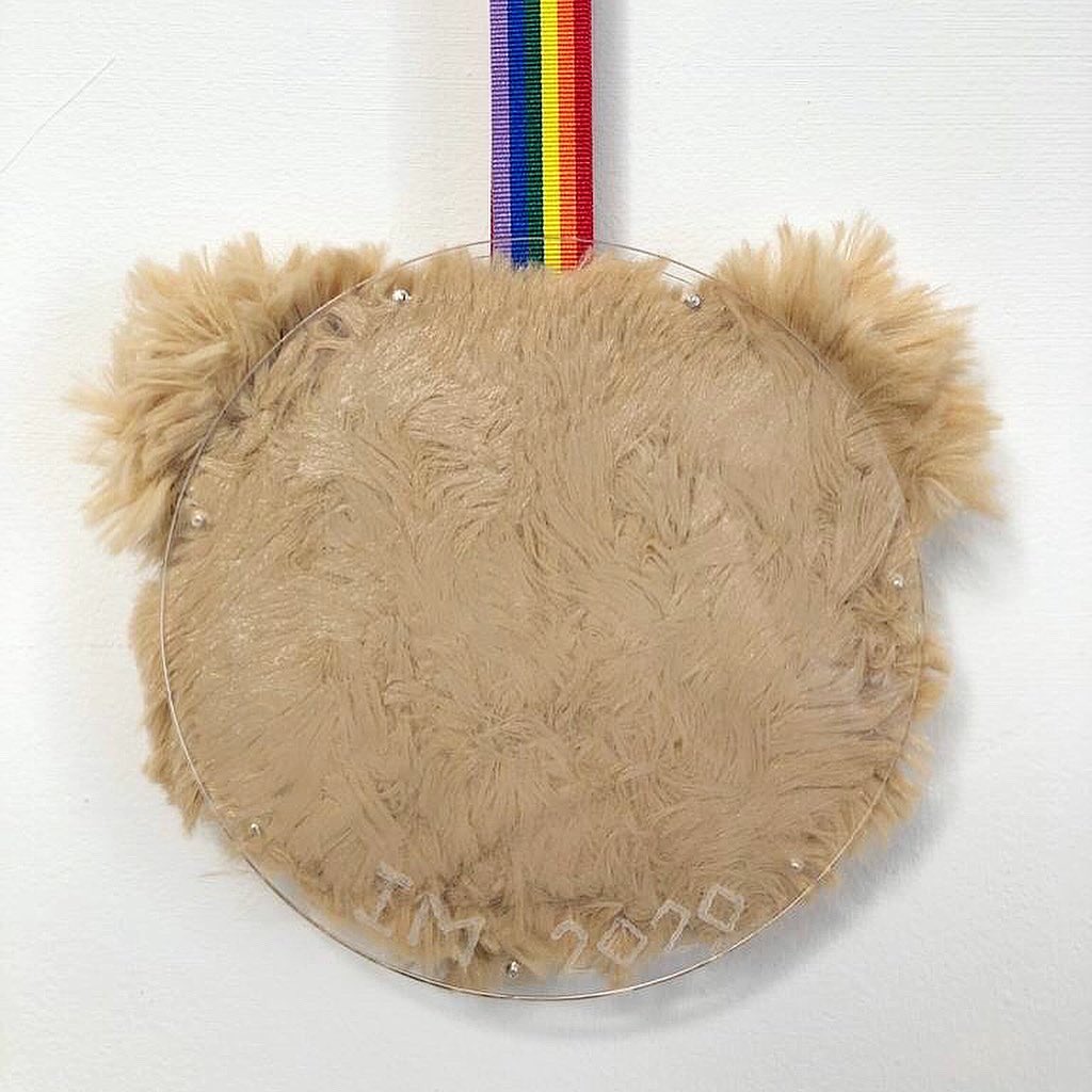 ionamccuaig's tweet photo. Selling isolation gold medals🥇 inspired by lockdown life. Each is handmade from a teddy bear, acrylic, ribbon, silver and is presented in an archive box. £140 including p&amp;p and a £30 donation to @CraftsCouncilUK Let’s Craft campaign. DM for any info 🌈🐻🎨 https://t.co/UXU2wS1ykq