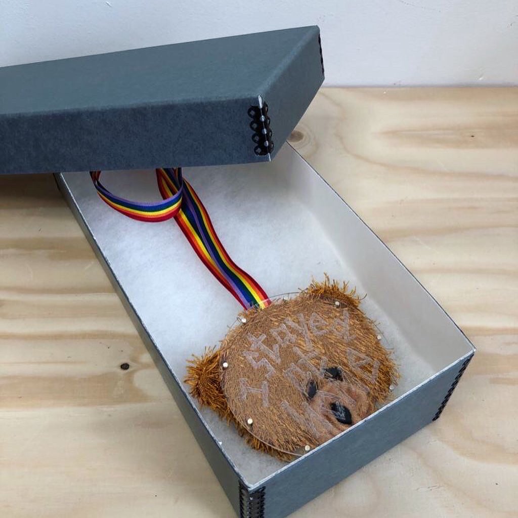 ionamccuaig's tweet photo. Selling isolation gold medals🥇 inspired by lockdown life. Each is handmade from a teddy bear, acrylic, ribbon, silver and is presented in an archive box. £140 including p&amp;p and a £30 donation to @CraftsCouncilUK Let’s Craft campaign. DM for any info 🌈🐻🎨 https://t.co/5axl3OKp7o