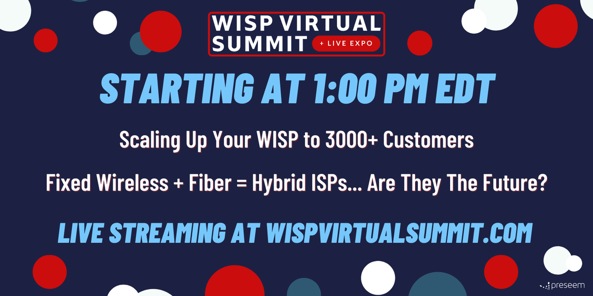 preseem's tweet image. Fresh sessions at the #WISPVirtualSummit are starting now! Don&apos;t miss these live presentations and the Q&amp;amp;As that follow! 

Access the WISP Virtual Summit or buy your ticket by going to hubs.ly/H0s-Nx20

#WISPVIRTUALSUMMIT2020 #Preseem #WISPA #WISPs