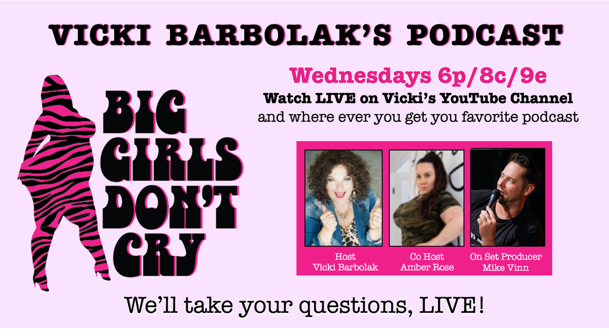 VickiBarbolak's tweet photo. Watch #BigGirlsDontCry Wednesdays #VickiBarolak's @YouTube 6p/8c/9e &amp; everywhere you listen to #podcasts 

This week high school stories. Reveal your juicy stories...

#TrailerNasty #BigGirls #DietAdvice
#FunniestWomanComedianNow
#ChickComedy
#XRatedComedy
#LaughterIsBestMedicine https://t.co/cJMlGnNe7t