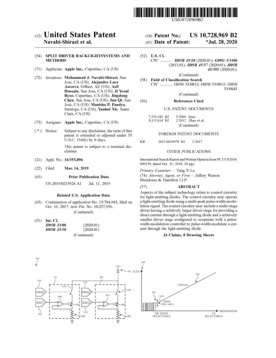 $AAPL #patent 10,728,969 Split driver backlightsystems and methods #tech #IP #research trea.com/doc/10728969