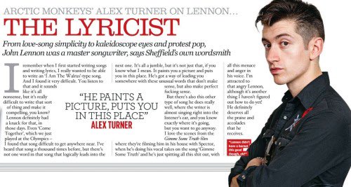 alex praising john’s lyrics, in 2012 i think? as he should <33