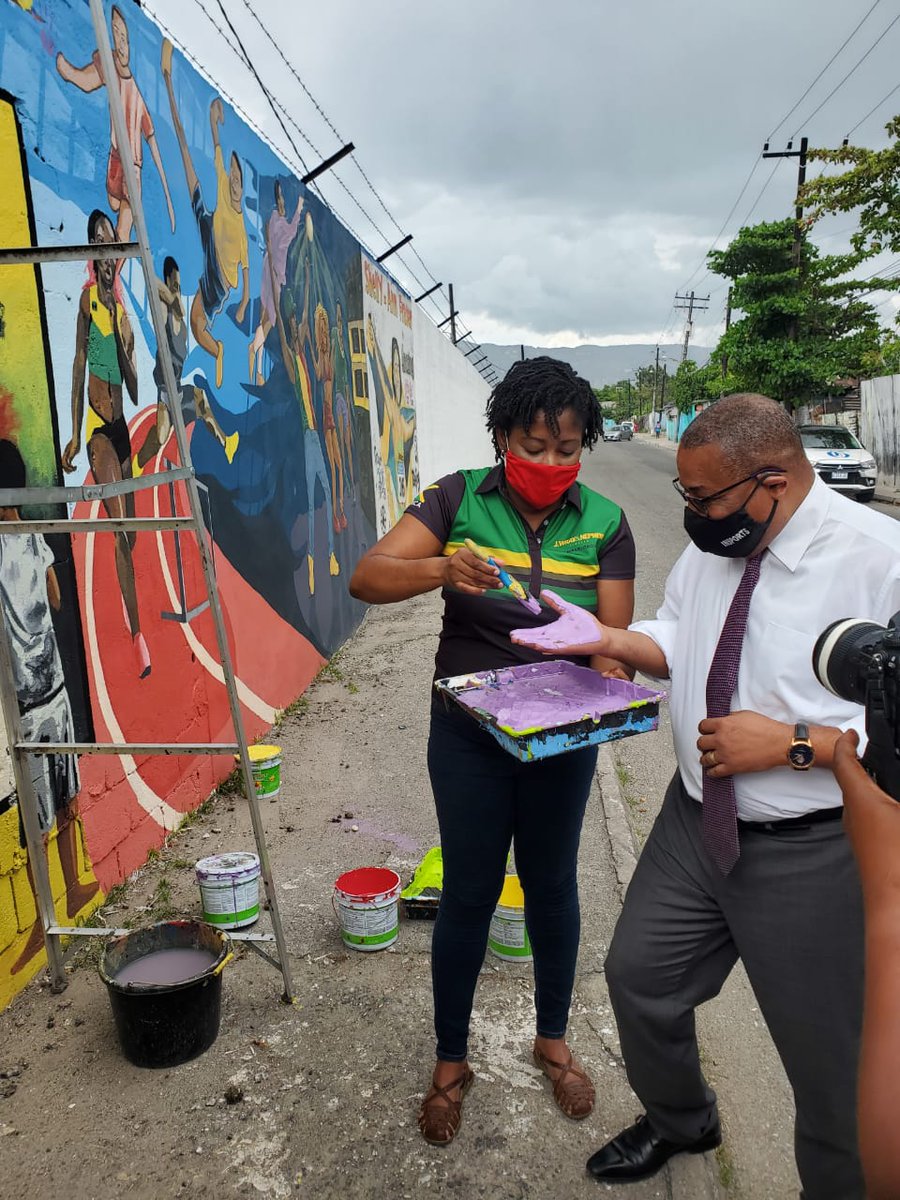GAnthonyHylton's tweet photo. The unveiling of the J.Wray &amp; Nephew mural along Henley Road in Waterhouse today highlights the culture, vibrancy and character of the community. Beautifully captured by our talented Artists. 

#westernstandrew #anthonyhylton #thequietbuilder #waterhouse  #mural #StreetArt https://t.co/zbdGqfrSQx