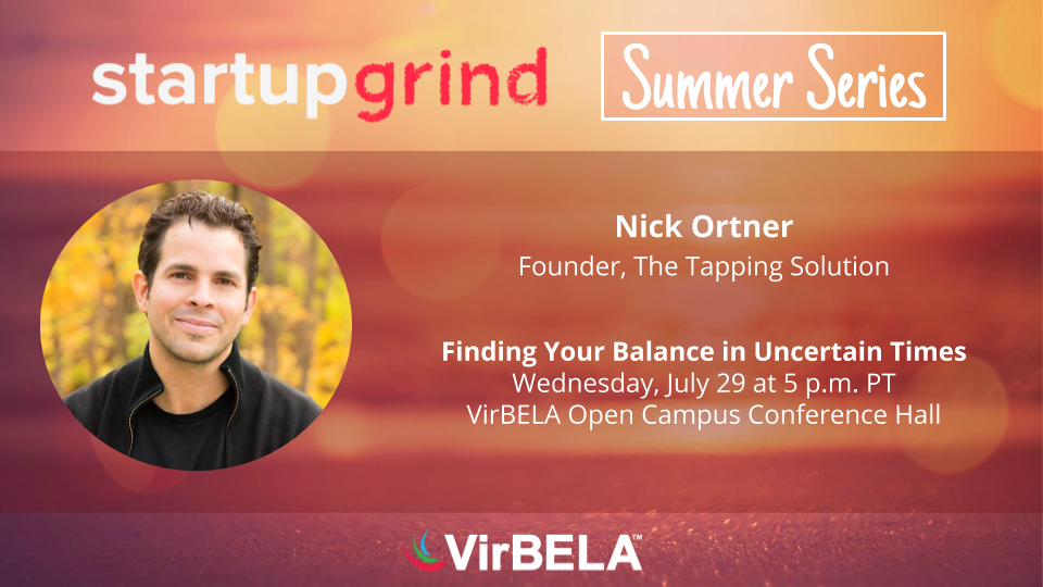 VirbelaHQ's tweet photo. This weekโs @StartupGrind Summer Series event features @NickOrtner, Founder of The Tapping Solution. Join us as we explore Nickโs journey with a natural healing method known as Emotional Freedom Technique (EFT) or โTapping.โ
Learn more and register: https://t.co/lQIZcFWBHU https://t.co/FRbB6kuvQz
