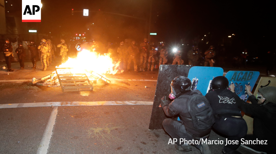 To the protesters, the men inside the courthouse are at best thoughtless political minions, at worst murderous henchmen. To the agents inside, the demonstrators who come out at night to lob bricks are violent anarchists.  http://apne.ws/2BvC0wU 