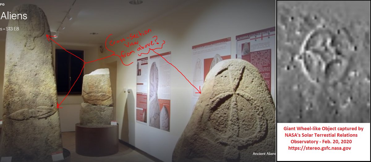 LibyanSibyl44's tweet photo. Was watching Ancient Aliens "Island of the Giants" episode and noticed something interesting. The figures on Sardinia's menhirs resemble an object captured by NASA STEREO solar observatory back in February. @Tsoukalos https://t.co/d0wDRwUtmx