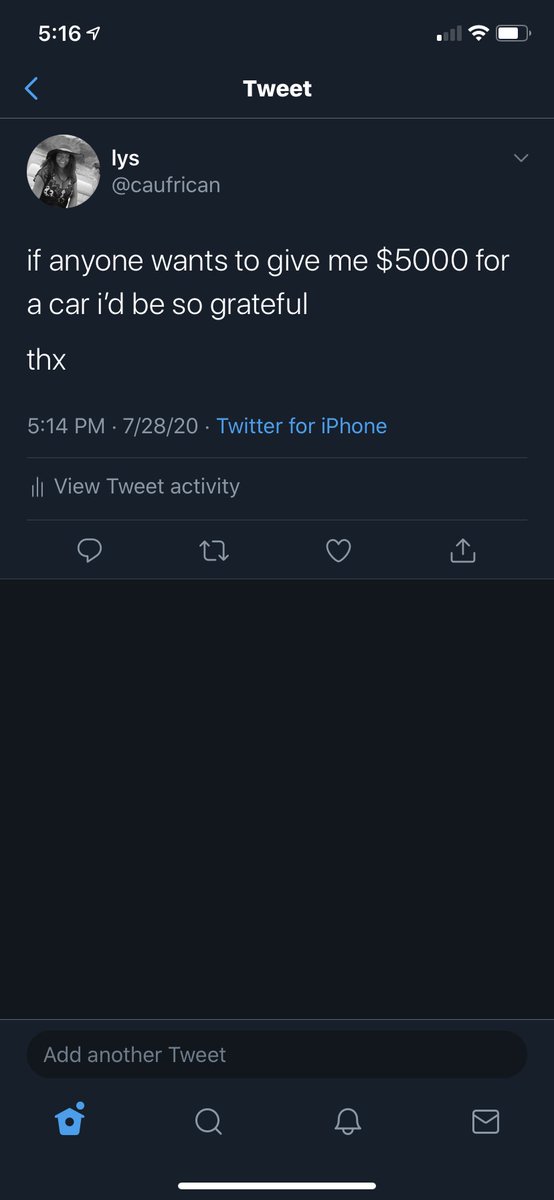 caufrican's tweet photo. @CashApp just tweeted this because i need a car before going back to school , help a sister out 😭 $alyssabuckley31 https://t.co/4cAd1Hw43c