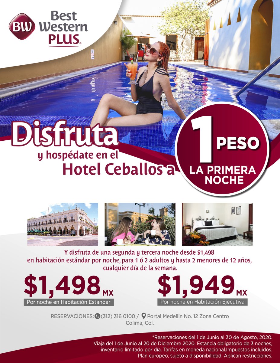 Best Western Plus 𝗛𝗼𝘁𝗲𝗹 𝗖𝗲𝗯𝗮𝗹𝗹𝗼𝘀 𝗖𝗼𝗹𝗶𝗺𝗮. #CentroHistórico #SafeTravels
Reserva ☎ wa.me/523121111810 (WhatsApp)
(312)-3160100
informes@hotelceballos.com