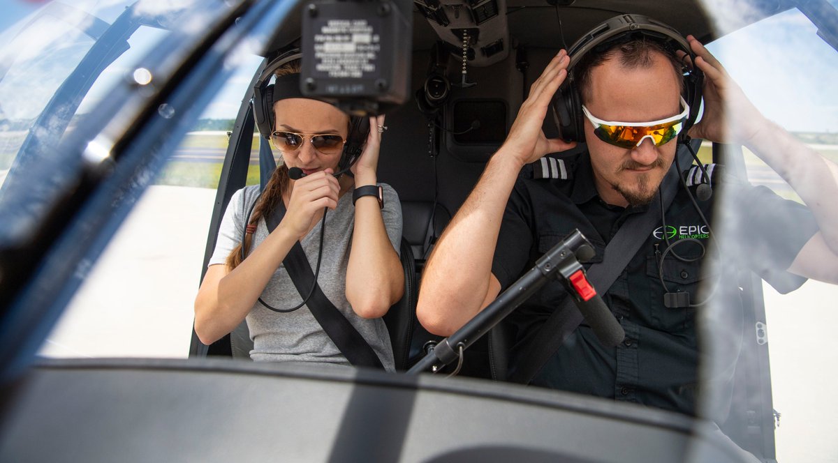 EpicHelicopters's tweet photo. Flight Instructor Dustin and Student Kasidee gearing up for another lesson!

Check out all the rotor-wing &amp; fixed-wing courses we offer at https://t.co/bS4TCQftga. https://t.co/3EL2fheVZI