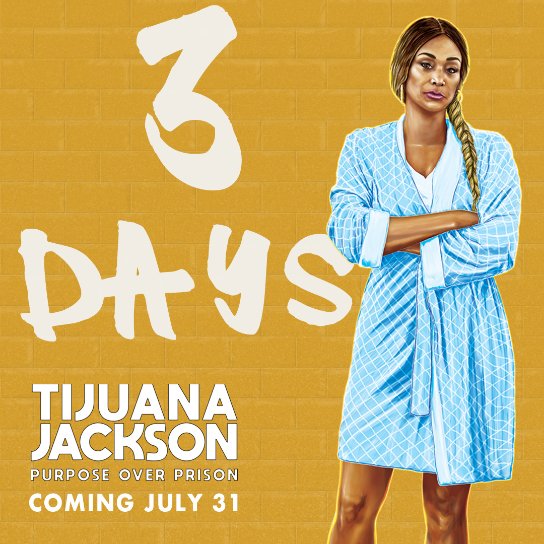 tijuanajackson's tweet image. 3 MORE DAYS! &quot;Tijuana Jackson: Purpose Over Prison” premieres July 31st on VOD, iTunes/AppleTV, Google Play, FandangoNow, Vudu, everywhere you get your movies. For movie trailer, visit soo.nr/31hL
.⁠
.⁠
.⁠
#TijuanaJacksonMovie #PrisonLogic @TijuanaJackson⁠