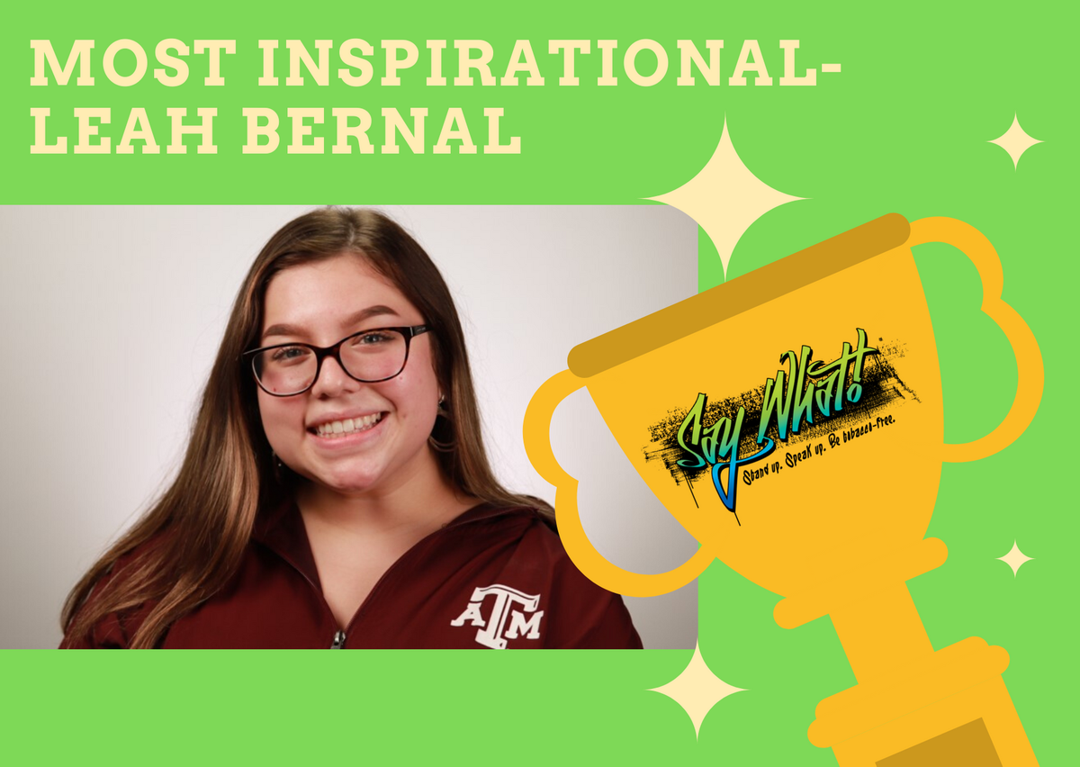 Congratulations to TA Leah Bernal for winning the Most Inspirational Teen Ambassador Award during the 2020 TA term! Leah is headed to Sam Houston State University in the fall, and we can't wait to see all she accomplishes in the future. Way to go, Leah! #LiveTheLife #BeTheFirst