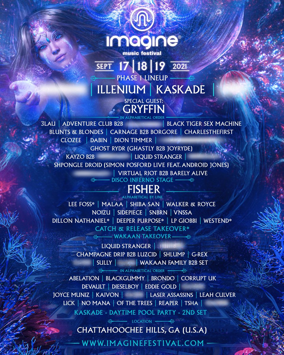 Imaginers... the Imagine Festival 2021 Phase 1 Lineup is finally here! 🙌 This is just the beginning of an absolutely massive lineup, there is SO MUCH MORE to be announced! We can't wait to see you Sept. 17th-19th 2021. ⁣
🛍️ BUY Tickets: bit.ly/2Eb2nxD