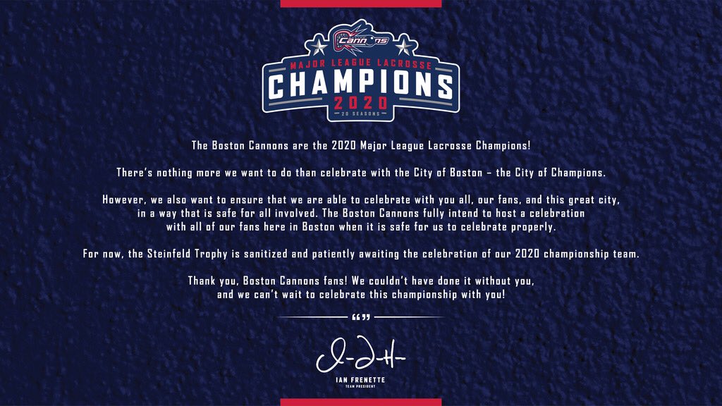 Thank you, Cannons fans! We can’t wait to celebrate with you in the City of Champions 🏆