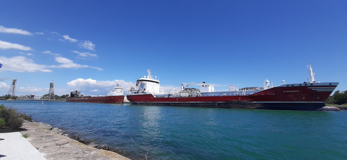 wellandcanal's tweet photo. The Algonorth docking infront of The Frontenac at Port Colborne Tuesday. https://t.co/d1wLxIAiAt