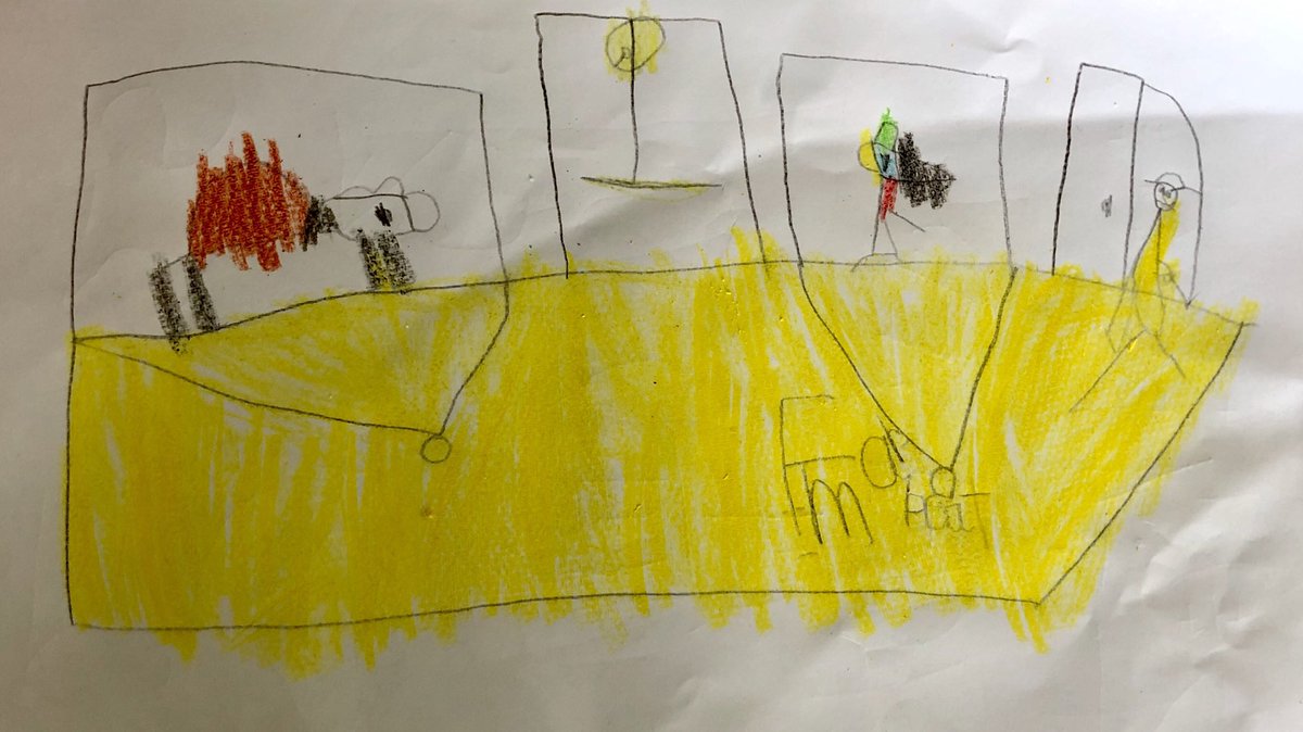 I asked “What do the cows and ducks have to do with it?”“Well, you need something to add up to know the answer and they are there to be added up. I’ve just noticed this captain must be a farmer!”And then he drew this picture of the “farm boat”.  #tmwyk 4/4