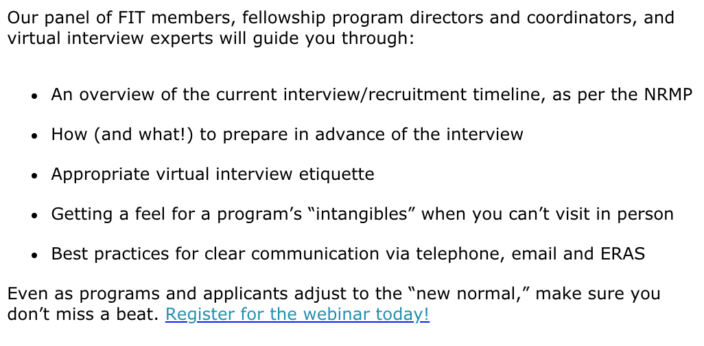 noshreza's tweet photo. Nervous about virtual #cardiology fellowship interviews?

Join us for 👇🏽 #ACCFIT Webinar *8/5 @ 7p ET*

@docbfreed @DrSheilaSahni &amp; Cari Harland will share tips on preparing &amp; performing

Register: https://t.co/DpuoTEwin3

Spread the word to your #MedTwitter IM trainees! https://t.co/JvNtBvoJvi