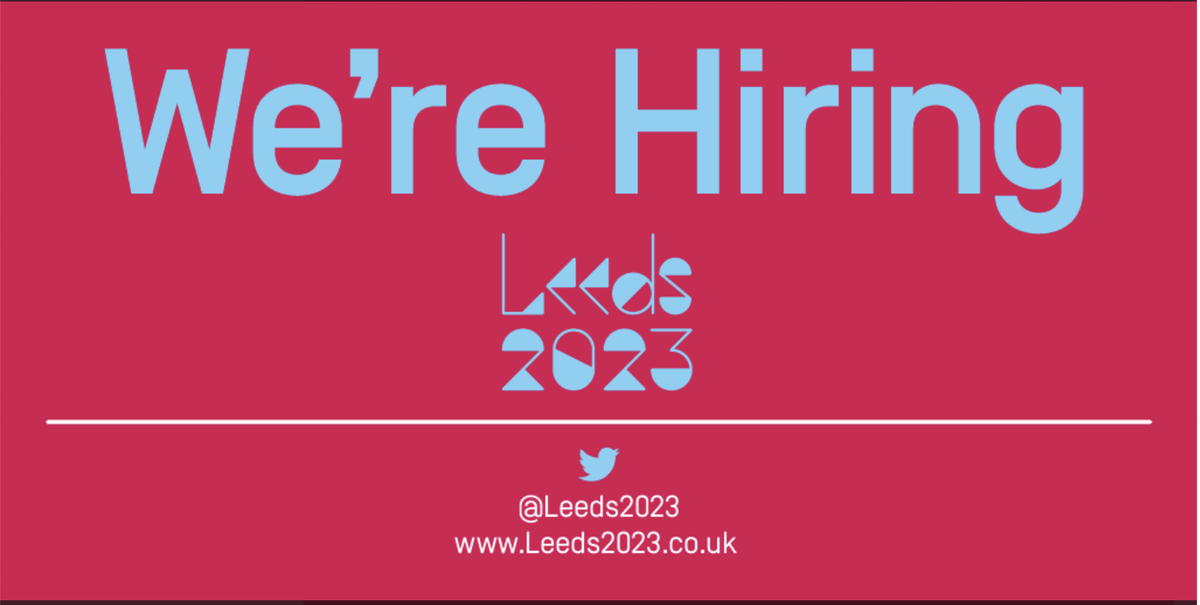 LEEDS_2023's tweet photo. 📢WE'RE HIRING📢 We're building our team and are on the look-out for talented people who share our passion, enthusiasm &amp; commitment to delivering #Leeds2023. Could you be our new Head of Development: https://t.co/5GmRca3vD1 or Fundraising Officer: https://t.co/Oufeux1A6o https://t.co/FkTVyzUyRq