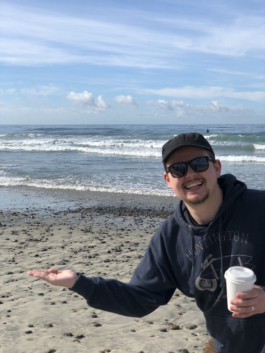 reviewbert's tweet photo. Here’s Bryce holding the ocean in his hand as we reminisce on our first ever Reviewbert episode... anybody remember what that was?! (Hint: it was #JohnnyTsunami). If you find yourself today anxiously waiting for Season 2, go back and listen to some of our earlier episodes 😃💙 https://t.co/CN7ZU3JVwd