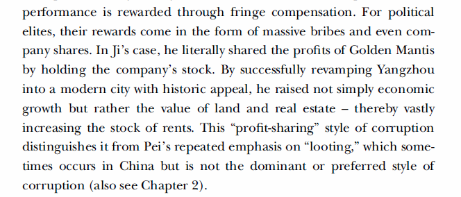 the more Chinese politicians promote  themore rents they can generate for their clients and themselves. This constitutes a system of elite profit-sharing.