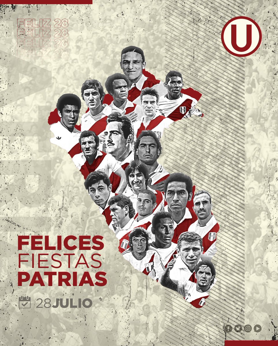 Universitario's tweet photo. 🎉🇵🇪 ¡𝗙𝗘𝗟𝗜𝗭 𝟮𝟴 𝗗𝗘 𝗝𝗨𝗟𝗜𝗢! 🇵🇪🎉
Hoy el Perú cumple 1️⃣9️⃣9️⃣ años de independencia.

¡Orgullosos de haber nacido en este hermoso país!

#FelizDíaPerú 🟥⬜🟥 https://t.co/ZSnDeyg1OR