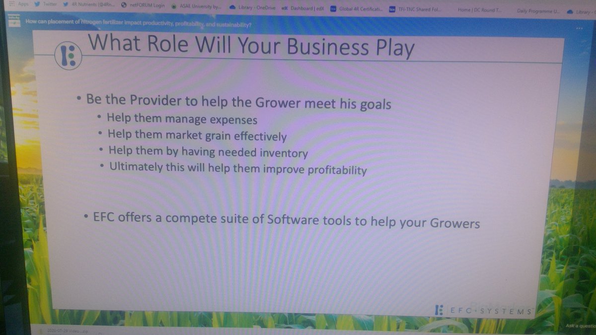 TFI_ACE's tweet photo. @efcsystems identifies what role a retailer or crop advisor can play for their grower customer to add value to their services during the #LearningXchange @Fertilizer_Inst @4Rnutrients https://t.co/RHJAT36HVY
