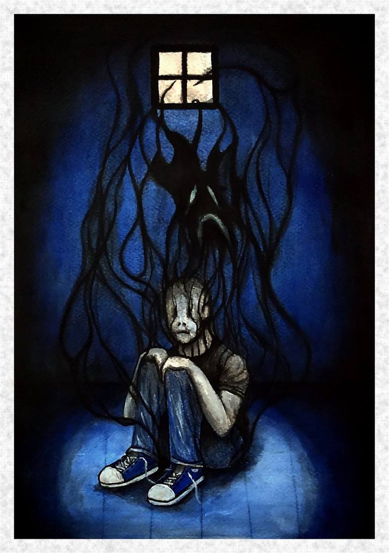 “It feels like I’m gonna die but I don’t know when”.“It’s like someone tied thousands of rubber bands around my head it hurts & I don’t know what to do about it”.“It’s like carrying 300 pounds of weight that you can’t put down”.paintings that are drawn by depressed people.
