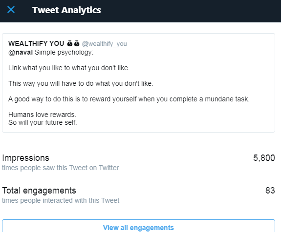 This comment could be for or against the parent tweet since you are not targeting retweets from that accountThis comment below was liked by Naval himself.No, I am not flexing, instead, I am telling you that what you comment should be valuable.