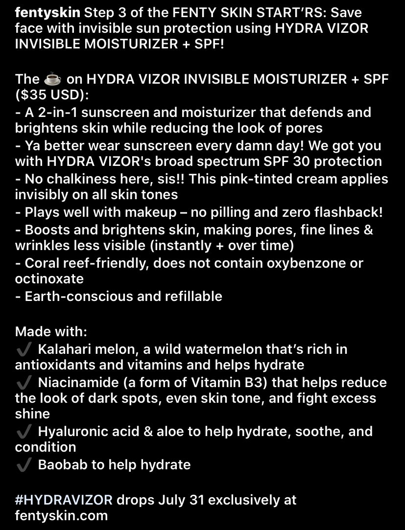 Hydra Vizor:- Definitely brightens the skin & may help with pores due to niacinamide (unsure of %)- SPF 30 is adequate protection- Plays well with makeup- Humectants can give plump appearance which I guess is the fine lines claim? It has plenty of humectants/antioxidants! 