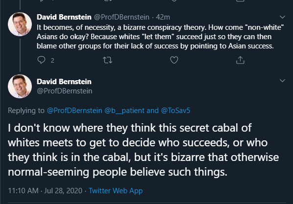 But then, supporting white supremacist talking points - like the existence of 'anti-white racism', rejecting the idea of white privilege, and the repetition of Jewish conspiracy theories - is something Bernstein does.