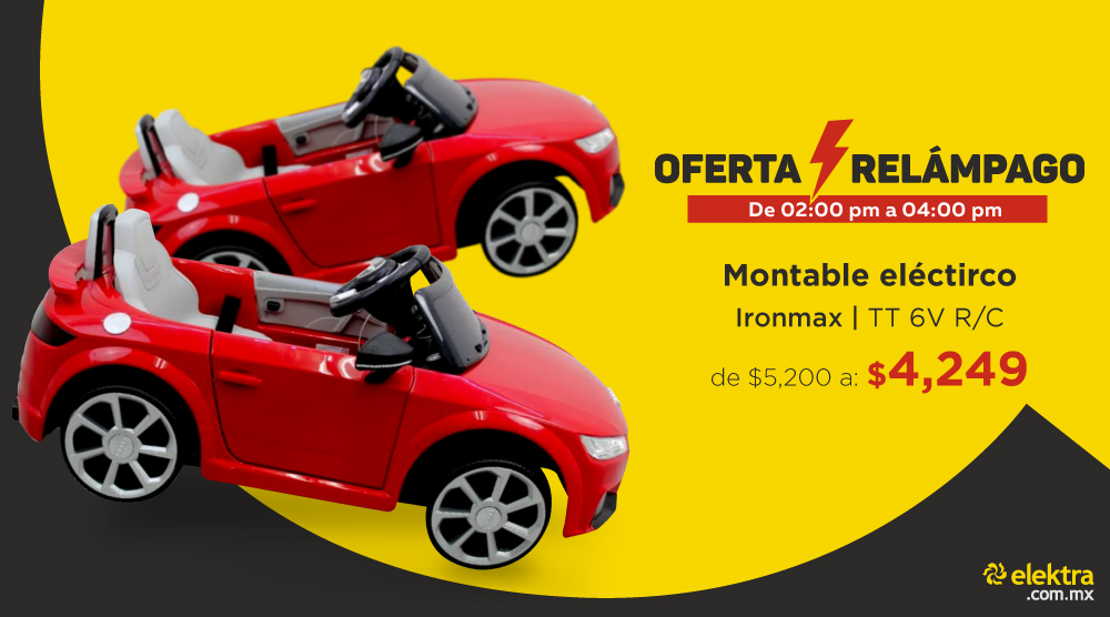 Uživatel Elektra México na Twitteru: „#OfertaRelámpago. Tus hijos también pueden disfrutar de los descuentos de Elektra, tienda en línea. Compra un Montable Vehículo Eléctrico AUDI TT 6V, tenemos envío a domicilio. https://t.co/38d9Cd04Fp…