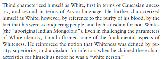 to some extent the argument being made here is: "the only thing that defines whiteness is its perception of abject racial superiority. that's us! too!"