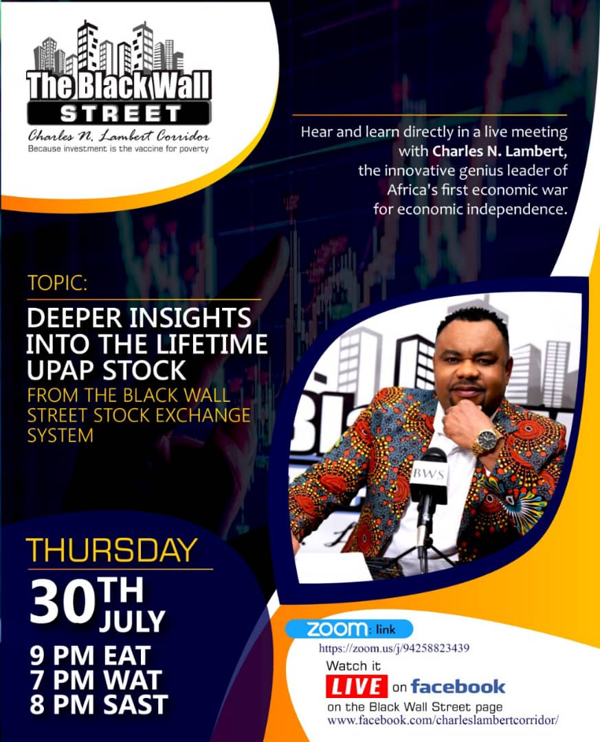 TheBlackWallStr's tweet photo. What is UPAP?You must have come across it and couldn't believe that such an offer existed! Hear from the brain behind it as we explore deeper insights into the lifetime UPAP stock from the Black Wall Street Stock Exchange System
#AfricaFirst https://t.co/1xbF79LVaC