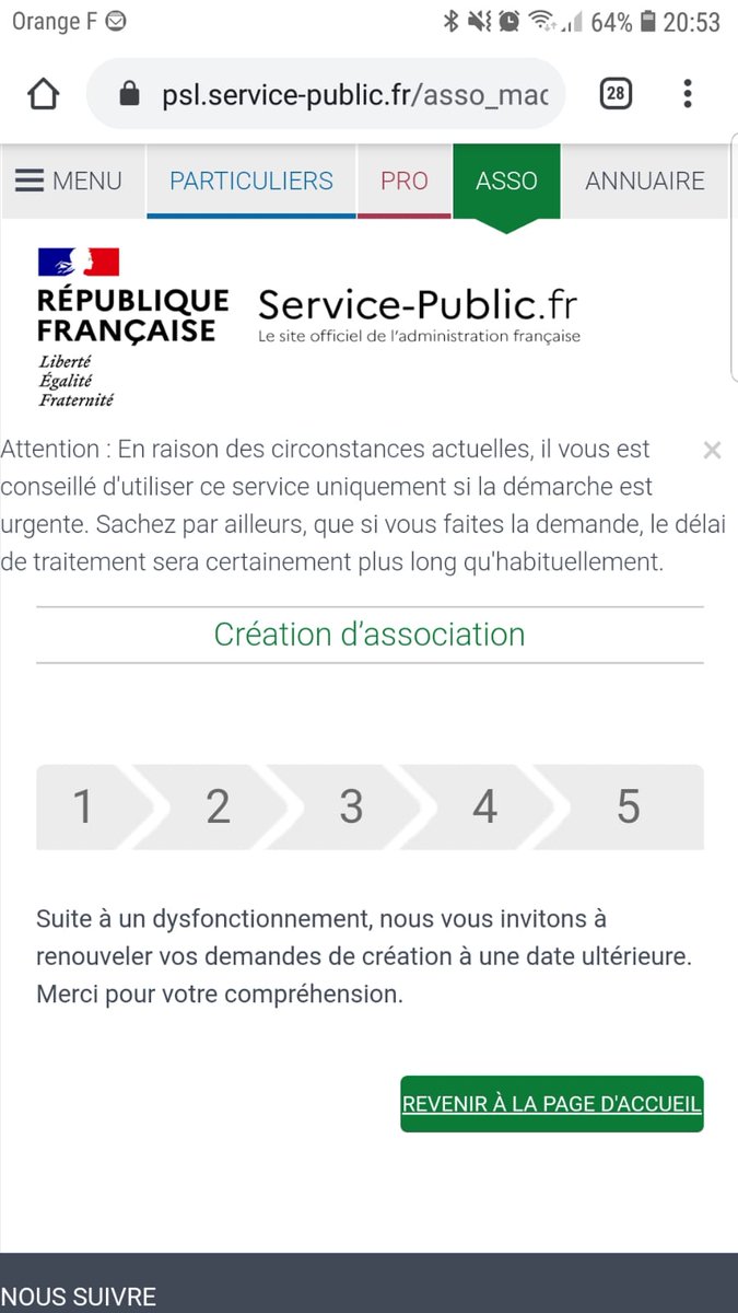 djbreaker's tweet photo. @servicepublicfr coucou votre site pour les créations d'associations est en panne depuis plusieurs jours comment faire? Merci https://t.co/7OFXKTf25U
