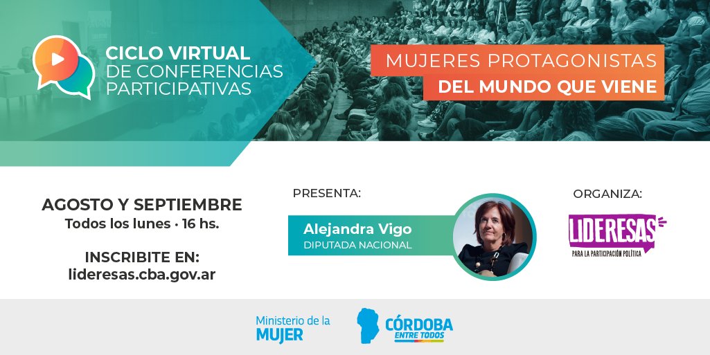 Lideresascba's tweet photo. ¡AGENDÁ! 🖐 Llega el Ciclo Virtual Mujeres Protagonistas del Mundo que Viene
📢 Referentes brindarán herramientas para entender el rol de la mujer en el escenario pospandemia.
📅 Las conferencias comienzan en agosto.📌 Anotate en https://t.co/MwamFLo0bw #Lideresas #NoSinMujeres https://t.co/3ShtiGn4RR