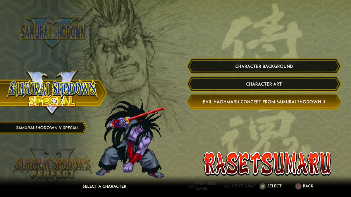 You wanna see design docs for the character special moves? Check. You want the Evil Haohmaru concept art from SS2 that inspired Rasetsumaru from SSV? Check. Sprites & a profile for Poppy The Dog? Check.