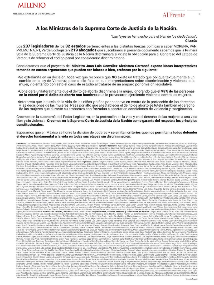 Legisladores locales de distintas fuerzas políticas, representadas en los 32 Congresos Estatales de México, piden a ministros de la #SCJN defender el #DerechoALaVida en todas sus etapas sin discriminación y respetar la división de poderes. #CarrancaAbortoNo  #MexicoEsProvida