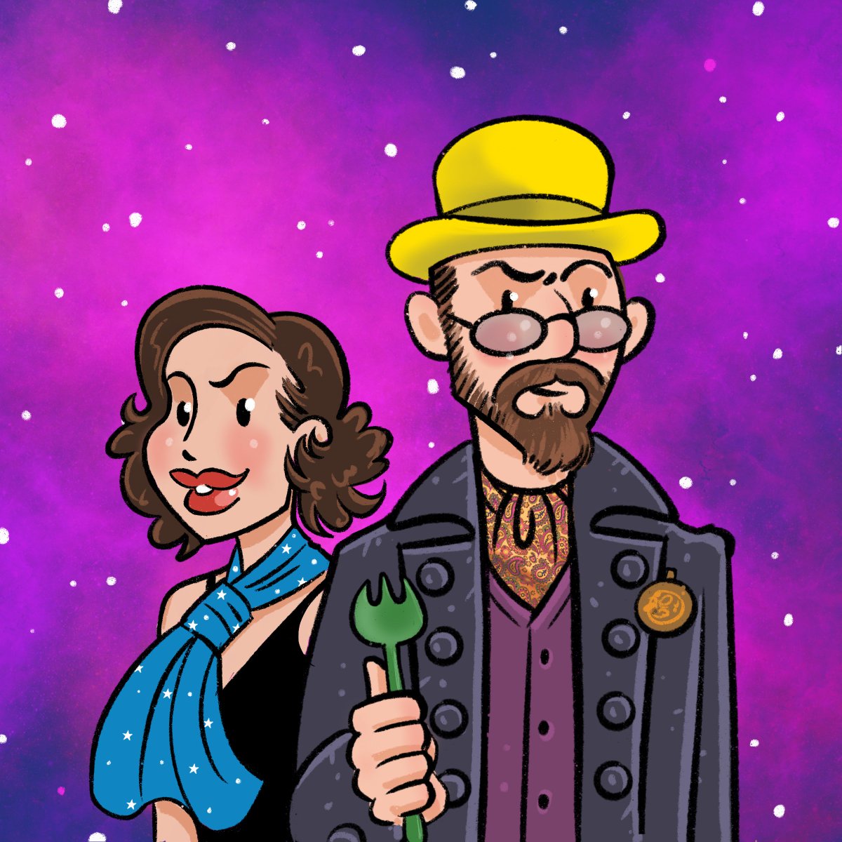 DocMoran70's tweet photo. Space Portraits: Professor Whom Day! The Third Professor as portrayed by @SeanProper Solano with Tinder date Denise  - https://t.co/VfVf9ro25d
#SpacePortraits #OuterSpaceComic #ProfessorWhom https://t.co/IXu7MJtd9B