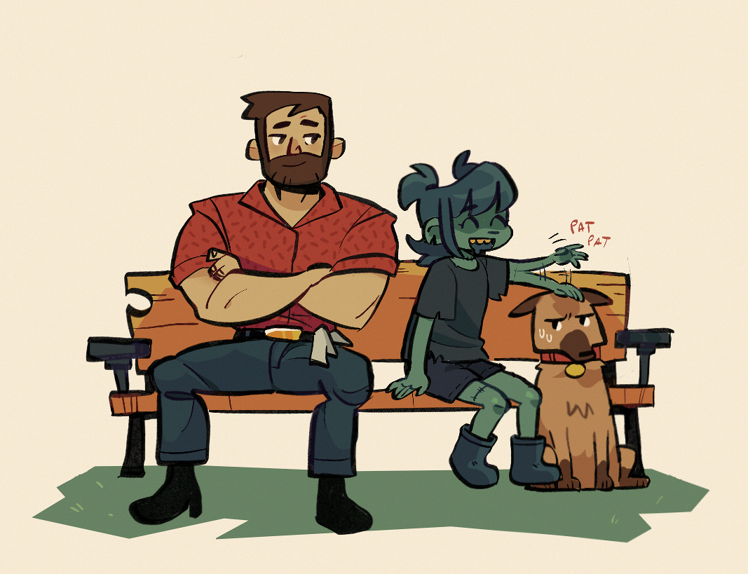 a farmer and his zombie helper 